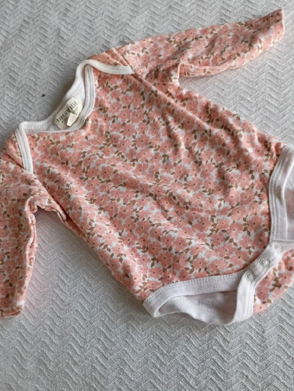 Floral Pink Long-Sleeve Baby Bodysuit by Petit Bateau
